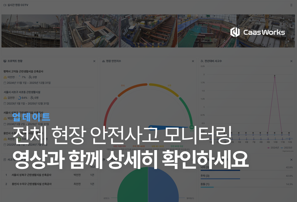 건설현장 안전사고를 한 눈에 파악할 수 있습니다.